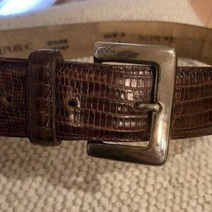 Genuine leather rich brown snake belt